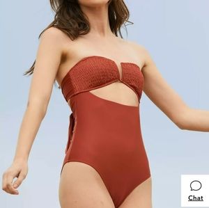 BNWOT Aerie Smocked Bandeau One Piece Swimsuit